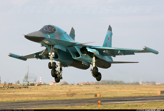 
Máy bay chiến đấu SUKHOI Su-34 của Nga.
