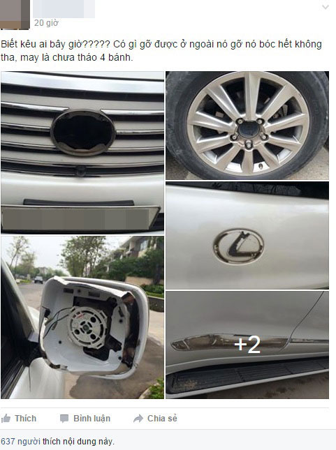 
Hình ảnh chiếc Lexus LX570 bị dọn sạch phụ tùng được đăng lên mạng xã hội. Ảnh chụp màn hình
