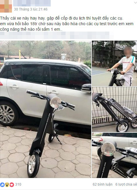 
Hình ảnh chiếc xe điện tại Hà Nội xuất hiện trên mạng khiến nhiều người thích thú.
