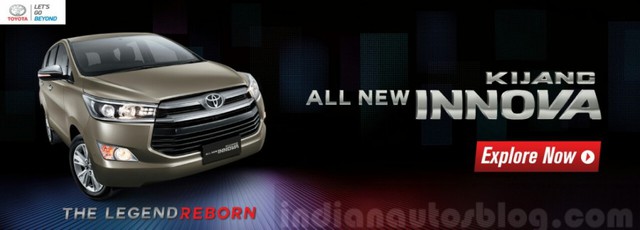 Được phát triển dựa trên cơ sở gầm bệ hình thang tương tự Fortuner và Hilux 2016, Toyota Innova thế hệ mới sở hữu thiết kế gần như lột xác. Trên đầu xe có khu vực hút gió hình thang cỡ lớn đi kèm lưới tản nhiệt với hai thanh ngang mạ crôm.