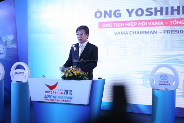 
Yoshihisa Maruta phát biểu khai mạc VMS 2015, chủ tịch hiệp hội VAMA, Tổng giám đốc Toyota Việt Nam, đọc diễn văn khai mạc triển lãm ô tô Việt Nam 2015.
