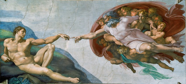 
Dựa trên tác phẩm Sự sáng tạo ra Adam của Michelangelo.
