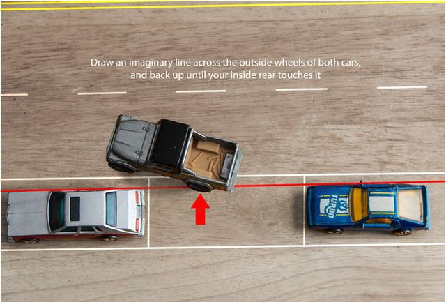 Vẽ một đường thẳng tưởng tượng ở trong đầu đễ quá trình lùi xe của bạn dễ dàng hơn