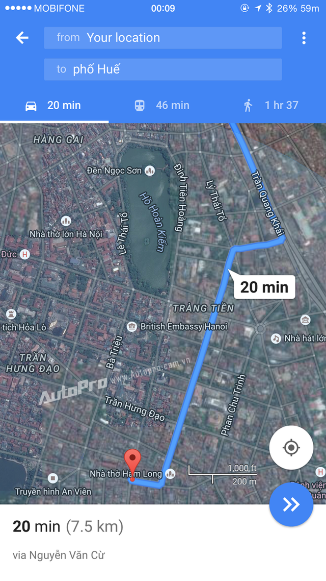 Giao diện của Google map.