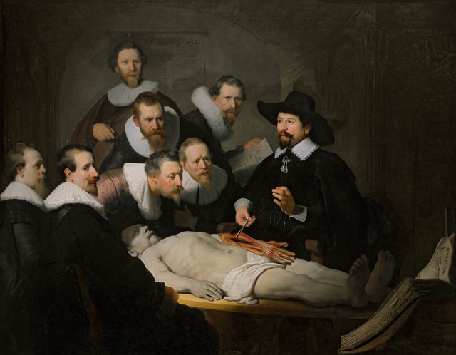 
...dựa trên tác phẩm Bài học Giải phẫu học của bác sĩ Nicolaes Tulip (Rembrandt, 1632)
