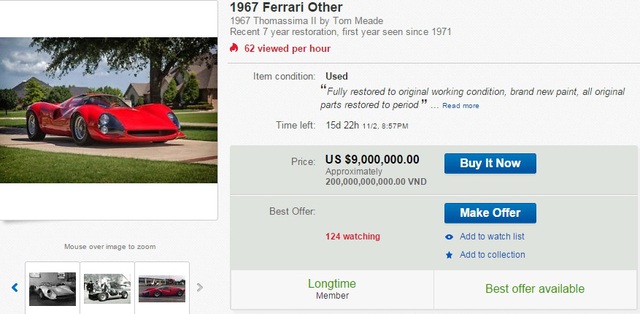 
Ngựa già được rao bán 9 triệu đô trên trang Ebay. Ảnh chụp từ màn hình.
