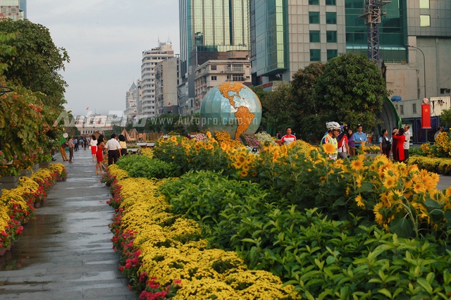 
Từ 7h sáng nhiều người dân đã tranh thủ buổi sáng ngày đầu năm để đi tham quan vườn hoa tại phố đi bộ Nguyễn Huệ.
