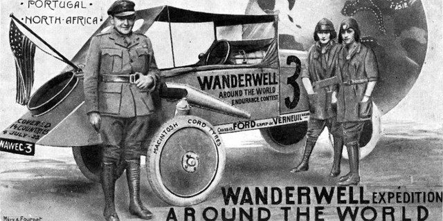 
Bà Wanderwell và người đội trưởng Walter Wonderwall, người sau này là chồng bà, trong chuyến hành trình vòng quanh thế giới
