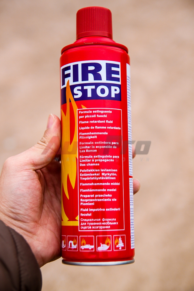 Loại bình chữa cháy 500 ml được thử nghiệm.
