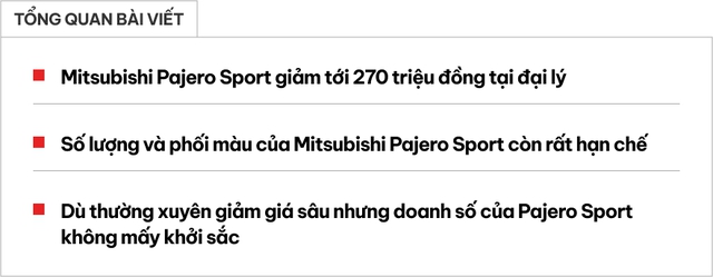 Sắp hết năm 2024 nhưng đại lý vẫn miệt mài xả kho Mitsubishi Pajero Sport 2023: Giảm sâu nhất 270 triệu đồng, giá khởi điểm ngang Hyundai Tucson- Ảnh 1.