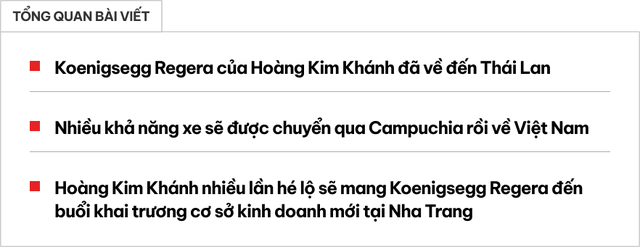 Koenigsegg Regera của Hoàng Kim Khánh quay trở lại Đông Nam Á sau gần 2 năm bảo dưỡng - Ảnh 1.