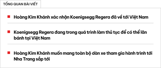 Livestream khoe dàn xe khủng, Hoàng Kim Khánh chia sẻ: Koenigsegg Regera đã về, sẽ sớm đưa tất cả 'xế cưng' đi tour tới Nha Trang - Ảnh 1.
