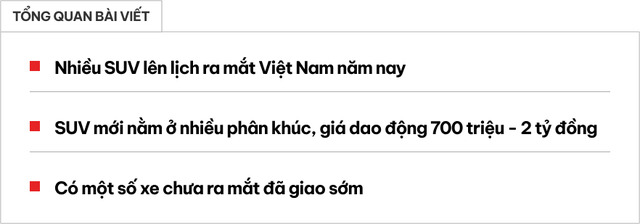 Loạt SUV mới sắp ra mắt Việt Nam: Giá từ khoảng 700 triệu đến hơn 2 tỷ, nhiều phân khúc, có xe đã giao trước cho khách hàng - Ảnh 1.