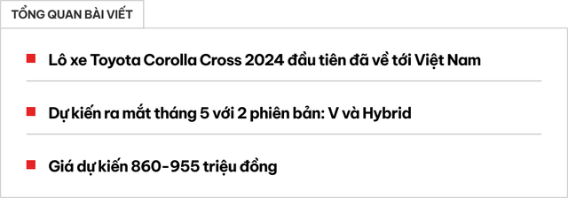 Lô Toyota Corolla Cross 2024 đầu tiên về Việt Nam: Giá dự kiến không đổi, ra mắt tháng 5 đấu HR-V và CX-30 - Ảnh 1.