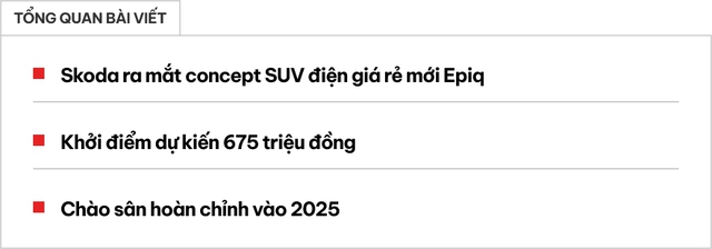Skoda chính thức công bố SUV đô thị điện 'giá rẻ' Epiq, có khả năng về Việt Nam - Ảnh 1.