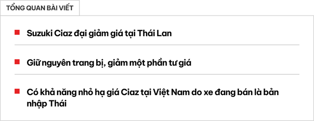 Thái Lan đại hạ giá Suzuki Ciaz: Xe nhập về Việt Nam có được hưởng lợi? - Ảnh 1.
