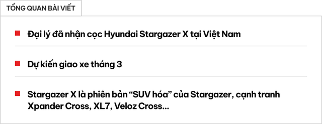 Đại lý đã nhận cọc Hyundai Stargazer X: Dự kiến giao xe trong tháng này, Xpander Cross và Veloz Cross thêm đối thủ - Ảnh 1.