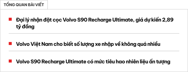 Đại lý nhận đặt cọc Volvo S90 Recharge Ultimate: Giá dự kiến 2,89 tỷ đồng, tiết kiệm xăng hơn Honda Wave - Ảnh 1.