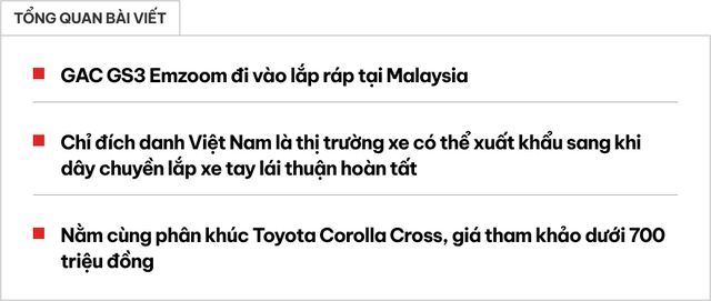GAC GS3 Emzoom - Xe Trung Quốc sắp vào Việt Nam, cùng cỡ Toyota Corolla Cross, nhập Malaysia lợi thuế - Ảnh 1.