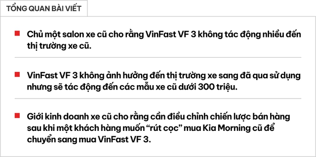 Dân buôn xe cũ tranh luận về VinFast VF 3: Nơi bán bình thường, nơi mất cả cọc- Ảnh 1.