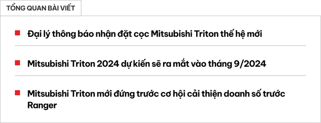 Đại lý nhận đặt cọc Mitsubishi Triton 2024: Nhập khẩu Thái Lan, dự kiến tháng 9 về nước- Ảnh 1.