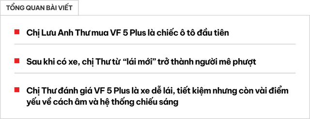 ‘Nữ lái mới’ mua VinFast VF 5 Plus rồi ‘nghiện’ phượt: 8 tháng chạy 17.000km, có ngày chạy Huế - Hà Nội hơn 600km không mệt- Ảnh 1.