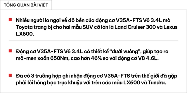 Chuyên gia nói động cơ V6 mới trên Toyota Land Cruiser 300 và Lexus LX600 'không bền'- Ảnh 1.