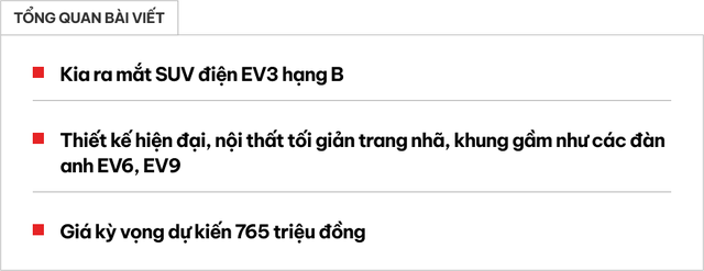 Kia EV3 ra mắt: Ngang cỡ Seltos, 600km/sạc đủ chạy Hà Nội-Hà Giang 2 chiều, giá quy đổi khoảng gần 800 triệu đồng- Ảnh 1.