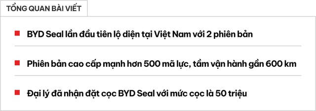 BYD Seal lộ diện 2 bản tại Việt Nam: Bản cao cấp mạnh hơn 500 mã lực, tầm vận hành 600km, ra mắt tháng sau- Ảnh 1.