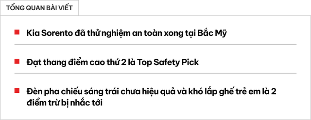 Đây là điểm số an toàn của Kia Sorento mới nhất: Bảo vệ va chạm hoàn hảo nhưng vẫn còn điểm trừ - Ảnh 1.