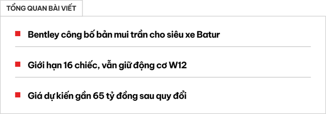 Siêu xe giới hạn của Bentley có bản mui trần, giá gần bằng Bugatti Chiron - Ảnh 1.