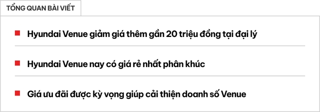 Hyundai Venue giảm giá kép tại đại lý: Bản ‘base’ còn 485 triệu, đấu Raize bằng giá rẻ nhất phân khúc- Ảnh 1.