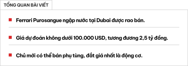 Ferrari Purosangue ngập nước được bán giá không dưới 2,5 tỷ đồng, cho người thích mổ xe lấy động cơ, linh kiện đi bán- Ảnh 1.