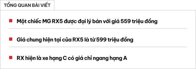 MG RX5 giảm giá kỷ lục tại đại lý: Còn từ 559 triệu, rẻ ngang Sonet bản thấp, khách mua phải đánh đổi một lựa chọn- Ảnh 1.