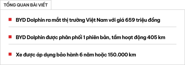 BYD Dolphin chốt giá 659 triệu đồng: Bảo hành pin 8 năm, một lần sạc có thể đi 2 chiều Hà Nội - Hạ Long- Ảnh 1.