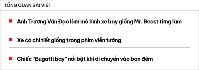 Ông bố Việt làm mô hình gỗ mô phỏng 'Bugatti bay' lấy ý tưởng từ YouTuber số 1 thế giới: Có chi tiết giống phim viễn tưởng- Ảnh 1.