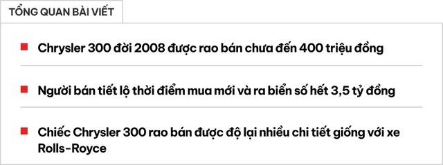 Rao Chrysler 300 giá chưa đến 400 triệu đồng, người bán chia sẻ: ‘Êm như Maybach, bao chạy đường xa’- Ảnh 1.