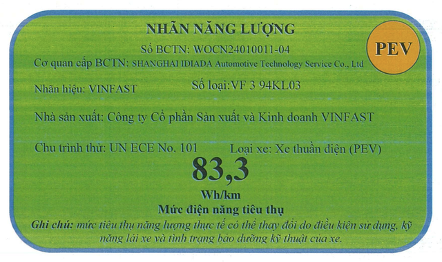 VinFast VF 3 là ô tô tiết kiệm điện nhất Việt Nam