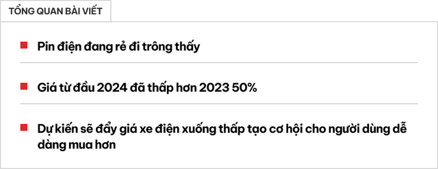 Ô tô điện dễ rẻ hơn hẳn trong thời gian tới nhờ giá thành pin giảm 50%- Ảnh 1.