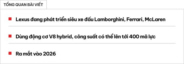 Xem trước siêu xe Lexus mới đã được lên lịch ra mắt: Khung carbon, mũi siêu dài, máy V8 hybrid đấu Ferrari 296- Ảnh 1.