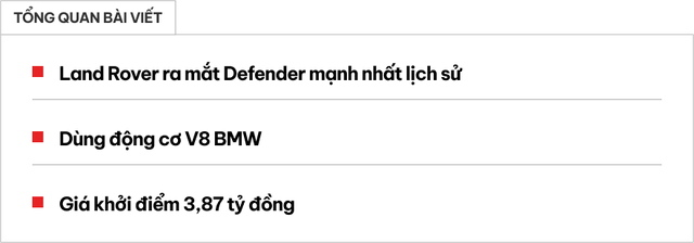 Defender mạnh nhất lịch sử ra mắt, dùng động cơ V8 BMW, thông số đọc lên chắc chắn khiến dân offroad phát sốt- Ảnh 1.