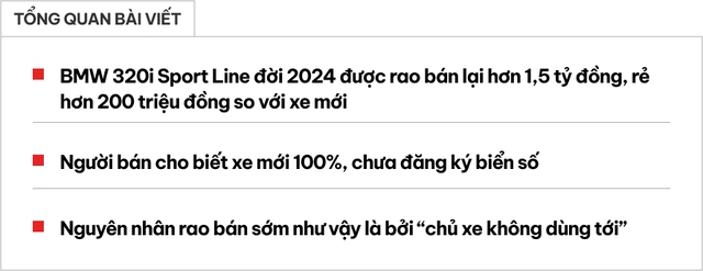 BMW 320i 2024 bán lại rẻ hơn 200 triệu đồng so với niêm yết: Người bán khẳng định 'mới 100%, chưa đăng ký, chưa đăng kiểm, vừa nhận đã bán luôn'- Ảnh 1.