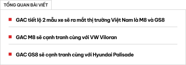 GAC xác nhận đưa 2 mẫu xe về Việt Nam: GS8 chung 'mâm' Palisade, M8 trông như Alphard với nhiều công nghệ hiện đại- Ảnh 1.