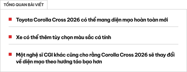 'Xem nháp' Toyota Corolla Cross 2026: Thiết kế lột xác bớt hiền hơn hẳn, màu sắc phong phú thoát mác 'quá an toàn'- Ảnh 1.