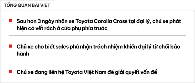 Phát hiện Toyota Corolla Cross bị rách ở cửa, chủ xe tại Thanh Hóa nghi sales giấu lỗi khiến xe không được bảo hành- Ảnh 1.