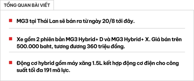 Ấn định ngày MG3 2024 mở bán tại Đông Nam Á: Động cơ hybrid mạnh 191 mã lực, giá quy đổi trên 360 triệu đồng- Ảnh 1.