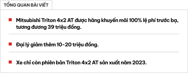 Mitsubishi Triton xả hàng tồn trước ngày ra mắt xe mới: Chỉ còn bản base 1 cầu, giảm giá lăn bánh gần 60 triệu đồng- Ảnh 1.