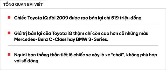 Rao Toyota iQ giá ngang Hyundai Accent đời mới, người bán thẳng thắn chia sẻ: Mua cho gia đình sẽ rất 'bực mình'- Ảnh 1.