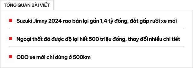 Suzuki Jimny mới lăn bánh 500km rao bán 1,4 tỷ đồng: Đắt gấp rưỡi xe mới, người bán cho biết riêng tiền độ hết 500 triệu- Ảnh 1.