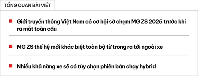 Sang Trung Quốc xem trước MG ZS 2025 sắp ra mắt toàn cầu: Thiết kế khác biệt, có cần số điện tử, 2 màn hình 'khủng', dễ có tùy chọn động cơ hybrid- Ảnh 1.